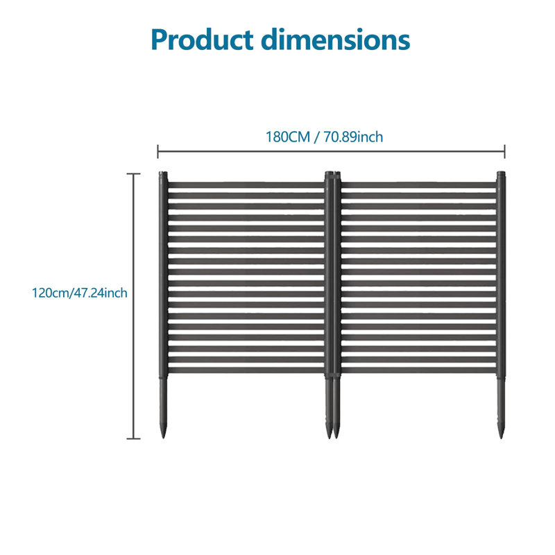 Panneaux de clôture d'intimité 48 x 35 en paquet de 2, barrière de jardin en métal sans creusage, écran extérieur antirouille pour l'équipement de climatisation et de piscine, boîtier de poubelle, noir