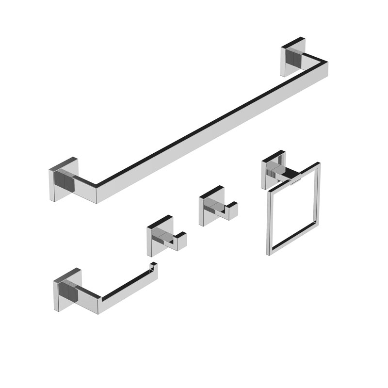 Ensemble de quincaillerie de salle de bain en acier inoxydable 5 pièces Topcraft, Chrome chrome