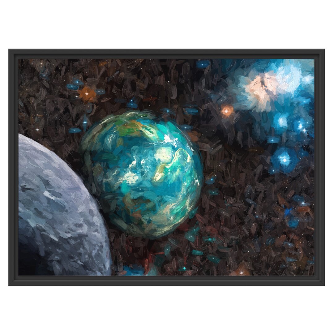 Gerahmtes Wandbild Planet ErdeKosmos Kunst