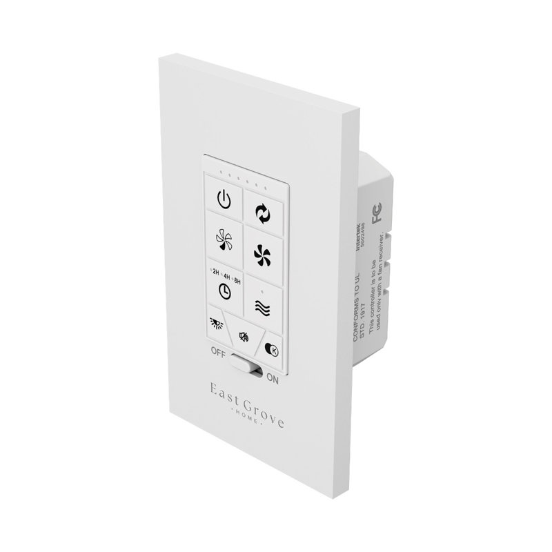 East Grove Home Hardwired Wall Control for Smart Ceiling Fans in White