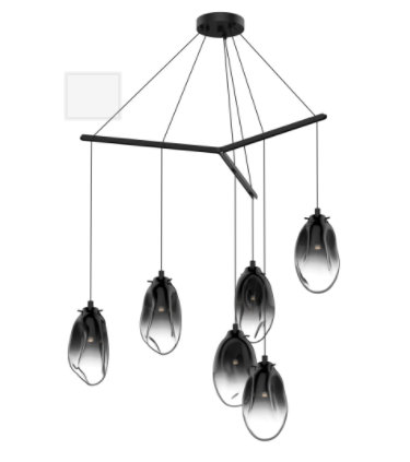 Liquid 6 - Light LED Pendant, Smoke Fade
