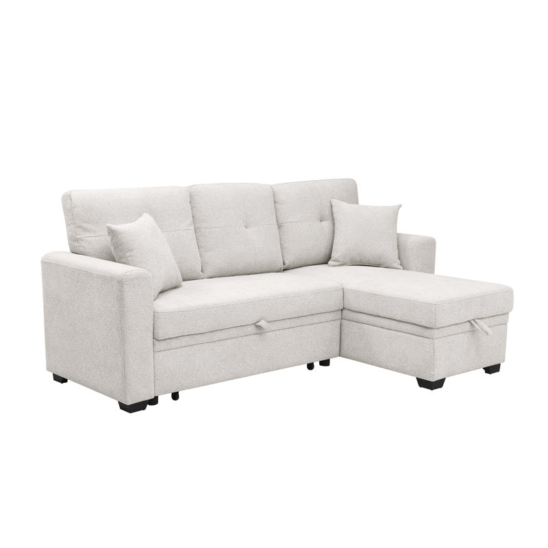 Barrientez 76.5'' Upholstered Sleeper Sofa, Beige Chenille