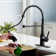 Single Handle Pull-Down Spring Neck Sprayer Kitchen Faucet with Deck Plate