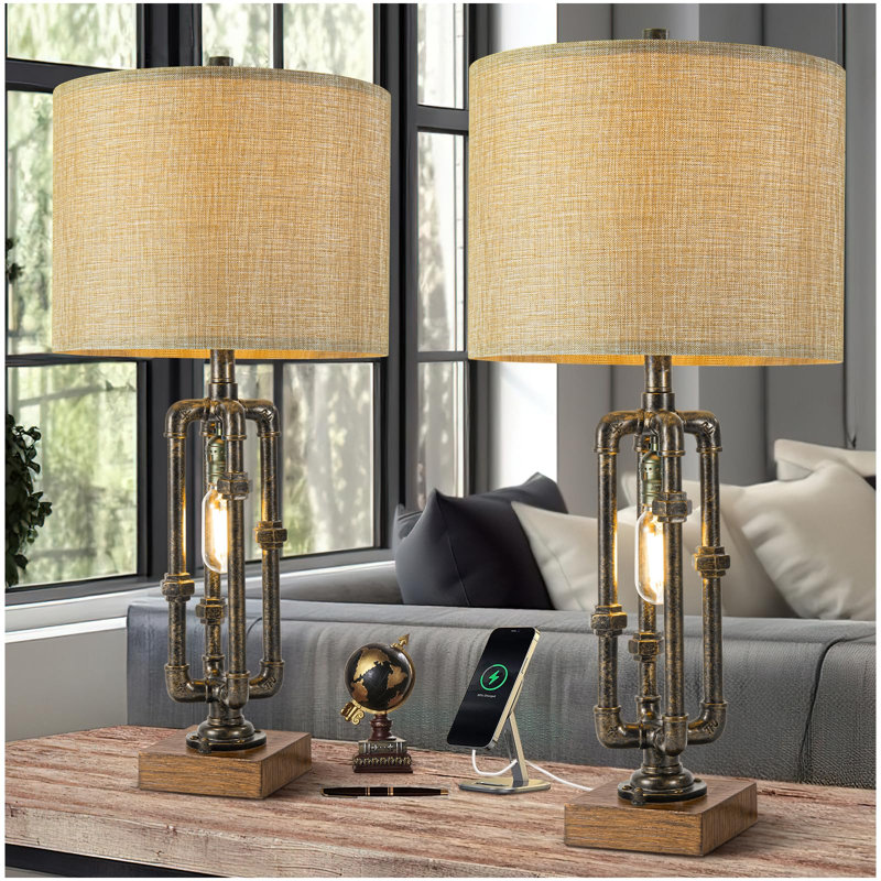 Lampe de table USB en métal Roseboro
