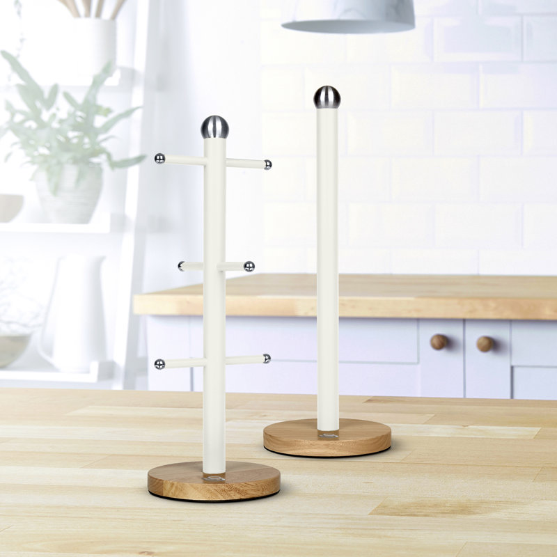 Bamboo Paper Towel Holder, White