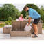 Rosen 9 Seaters Corner Sofa Cube Fire-Pit Dinning Table With Storage Benches