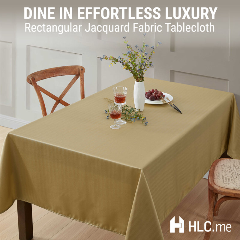 Lincoln Stripe Fabric Tablecloth, 84" Rectangle, Gold