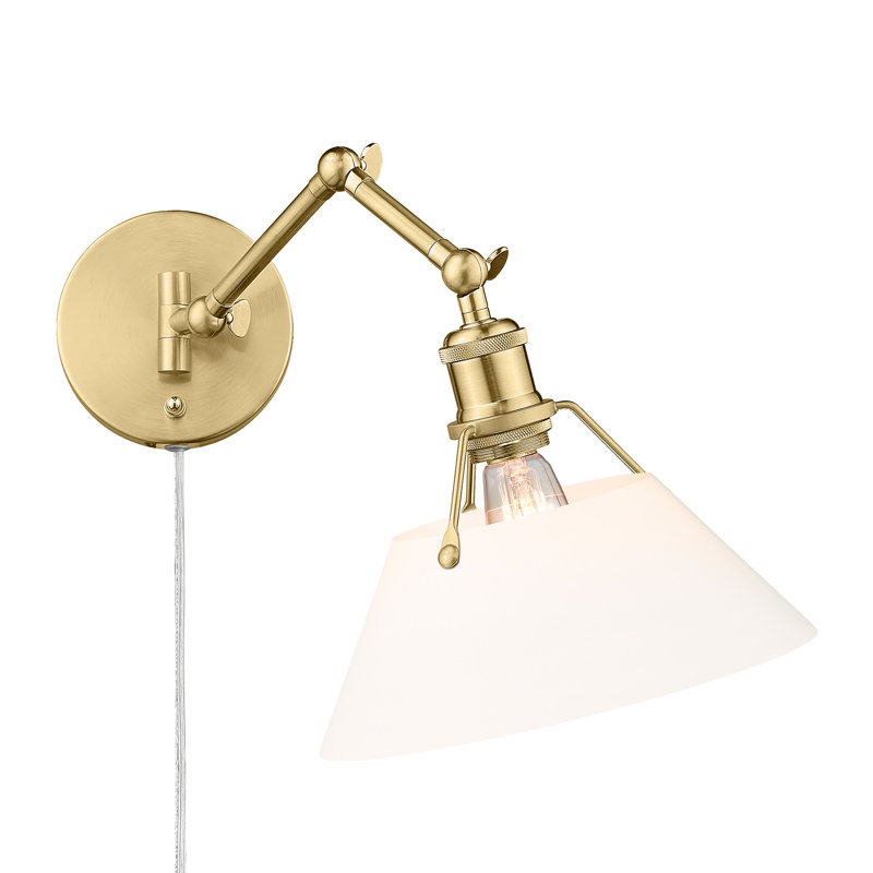 Weatherford Steel Swing Arm Sconce, Brushed Champagne Bronze, Opal Glass