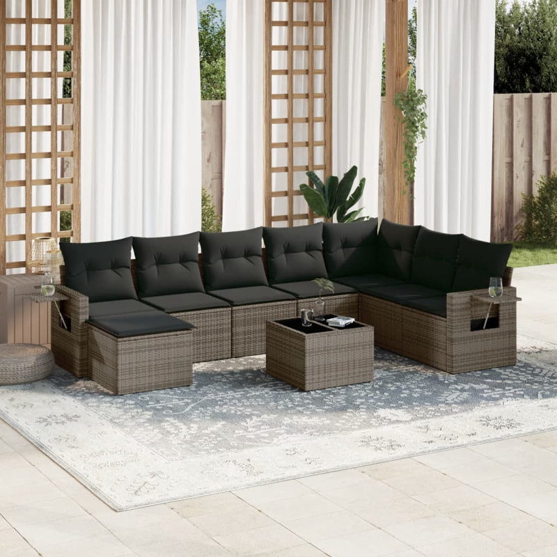 Vidaxl Garden Sofa Set Grey, Dark Grey