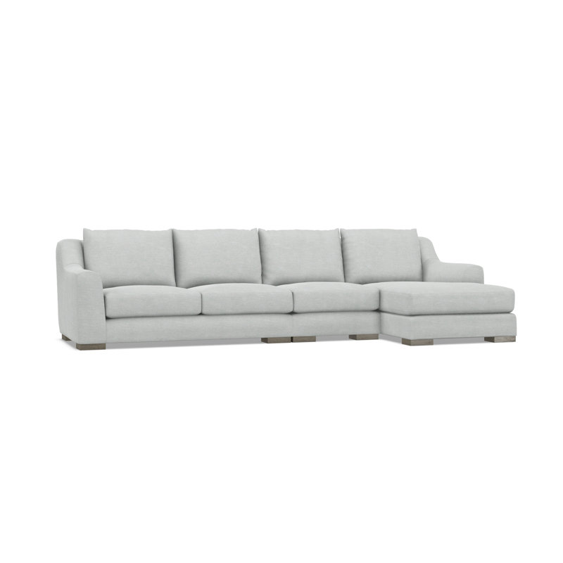 Sectional, Light Gray Polyester Blend, 35" H x  135" W x 63.5" D, Right Hand Facing