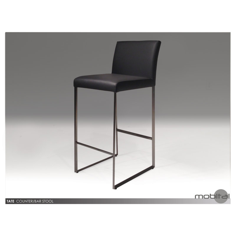 Tate Upholstered Counter Stool, Black, Counter Stool (26" Seat Height)