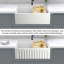 White Workstation Reversible Ceramic Kitchen Sink, 10-Inch Deep Single Trough Porcelain Sink With Wall Shelf And Accessories