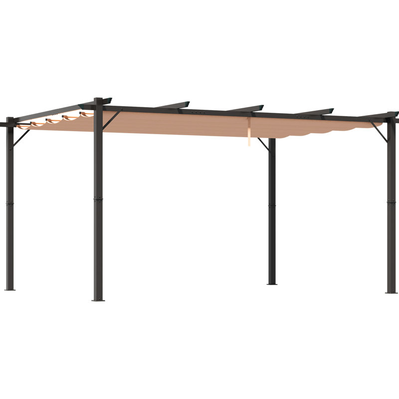 Auvent rétractable 10 'X 13' Pergola pour cour arrière - réunion extérieure, jardin, abri de jardin en aluminium gris anthracite