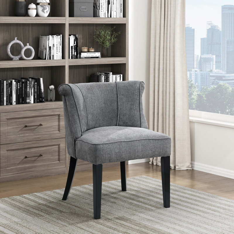 Magno Upholstered Accent Chair, Charcoal Fabric