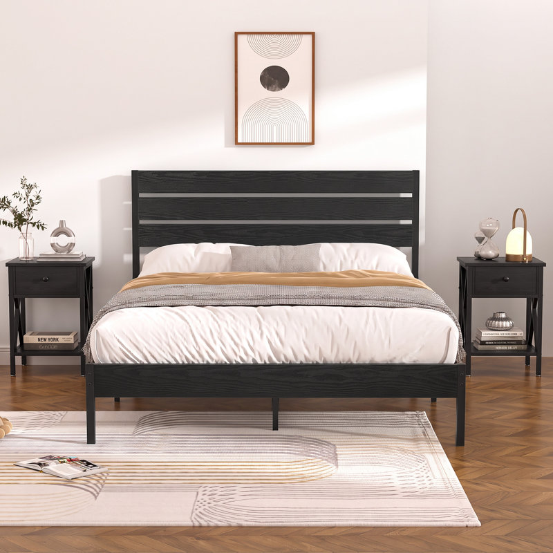 Alicia Steel Piece Bedroom Set, Black, Full / Double