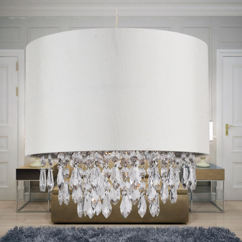 Lampley Fabric Semi Flush Mount, Cream, 20" H x 30" W x 30" D