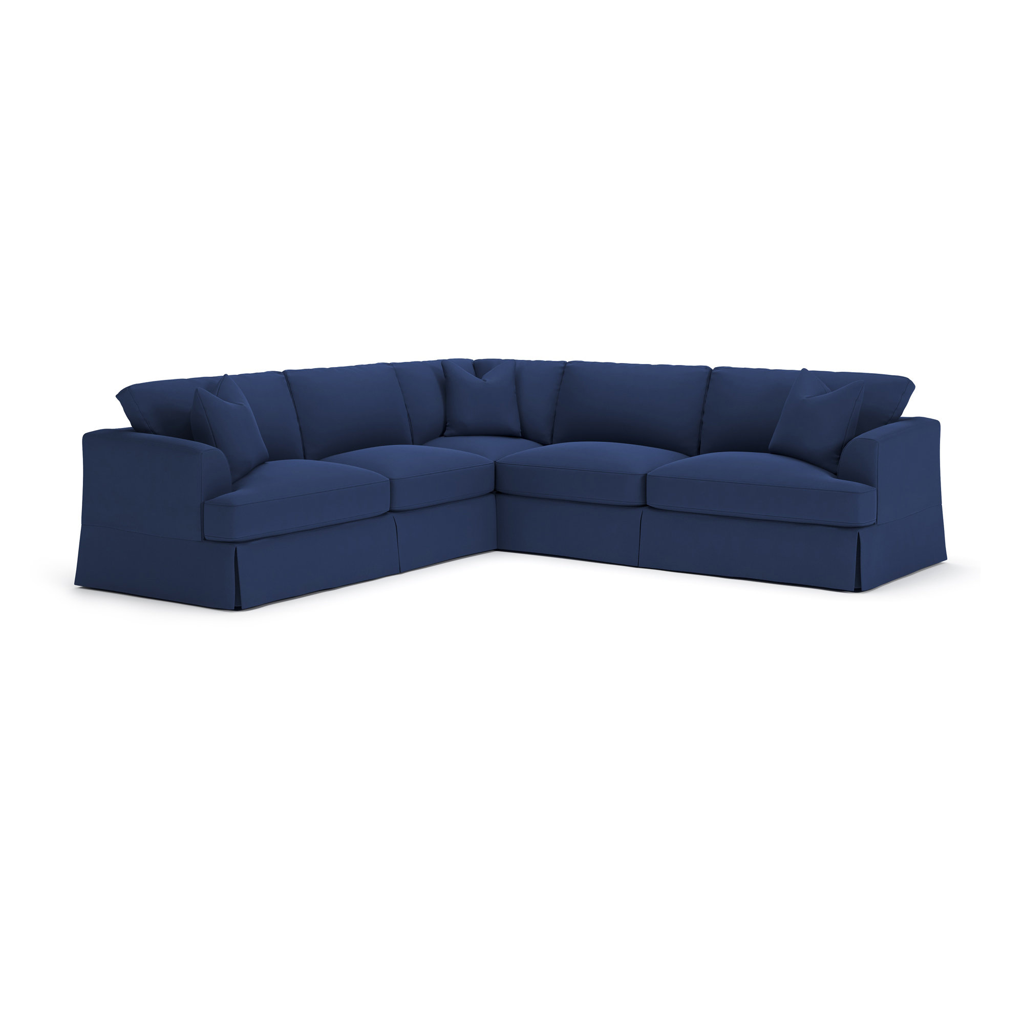 Lucia 4 - Piece Slipcovered L-Sectional, Canvas Navy Sunbrella® Canvas, Left Hand Facing