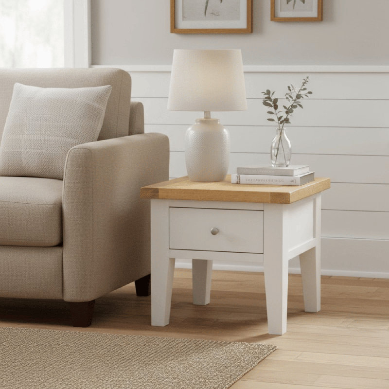 Cooksey Fully Assembled 1 Drawer Side Lamp Table, White