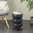 Onnolee Wood Handmade Carved Bubble Inspired Geometric Side End Black Accent Table