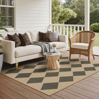 Tapis d'extérieur moderne géométrique Argyle, tapis lavable à la machine 8 x 10