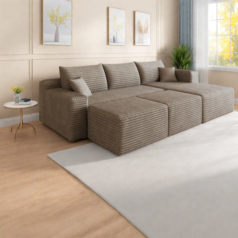 Canapé modulaire en velours côtelé moelleux 95 pouces Compression Cloud