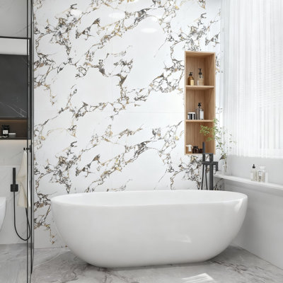 Glossy White Gold Marble Contact Paper Peel And Stick Waterproof Vinyl Wrap For Countertops Cabinets Furniture Walls Self Adhesive Decorative Cover