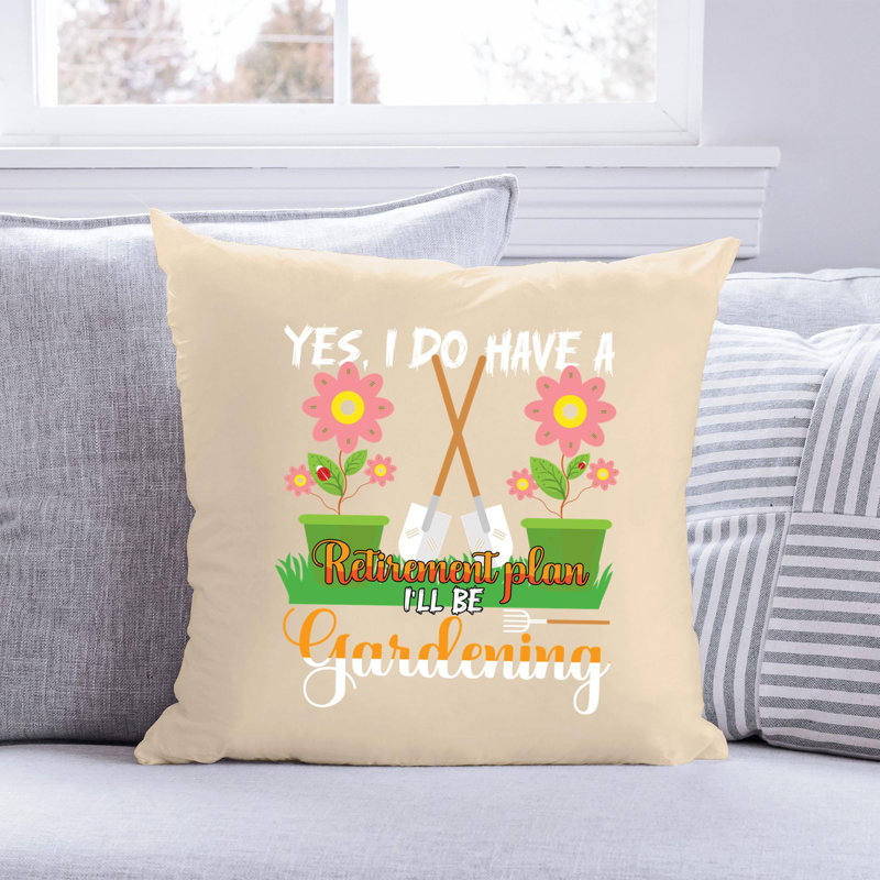 Citation amusante «Garden Lover» 82 - Coussin décoratif inclus, H 16 po x l 16 po