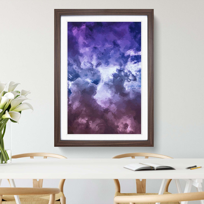 Purple Clouds in Abstract - Picture Frame Graphic Art Print, Walnut, 76cm H x 50cm W x 2cm D