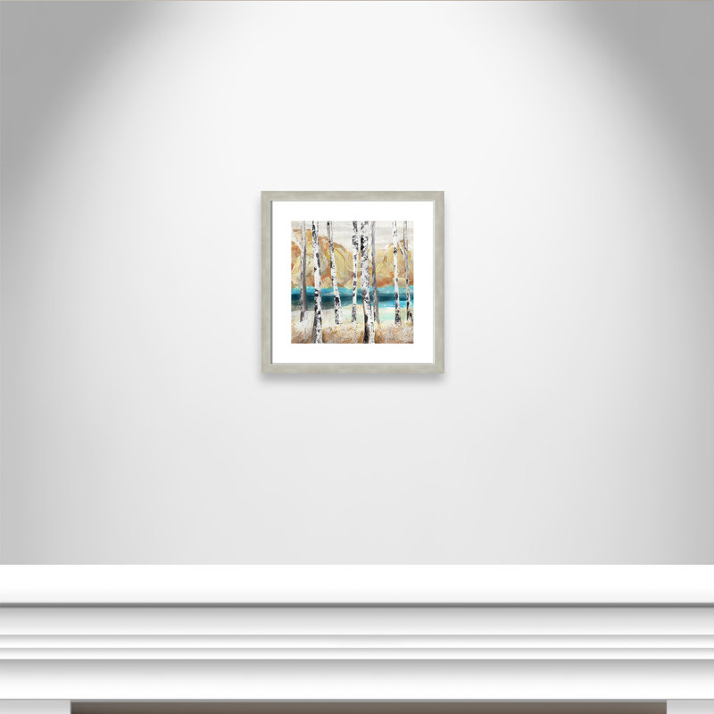 Trees I - Peinture encadrée, Cadre argent, H 17,5 po x l 17,5 po x P 1,13 po