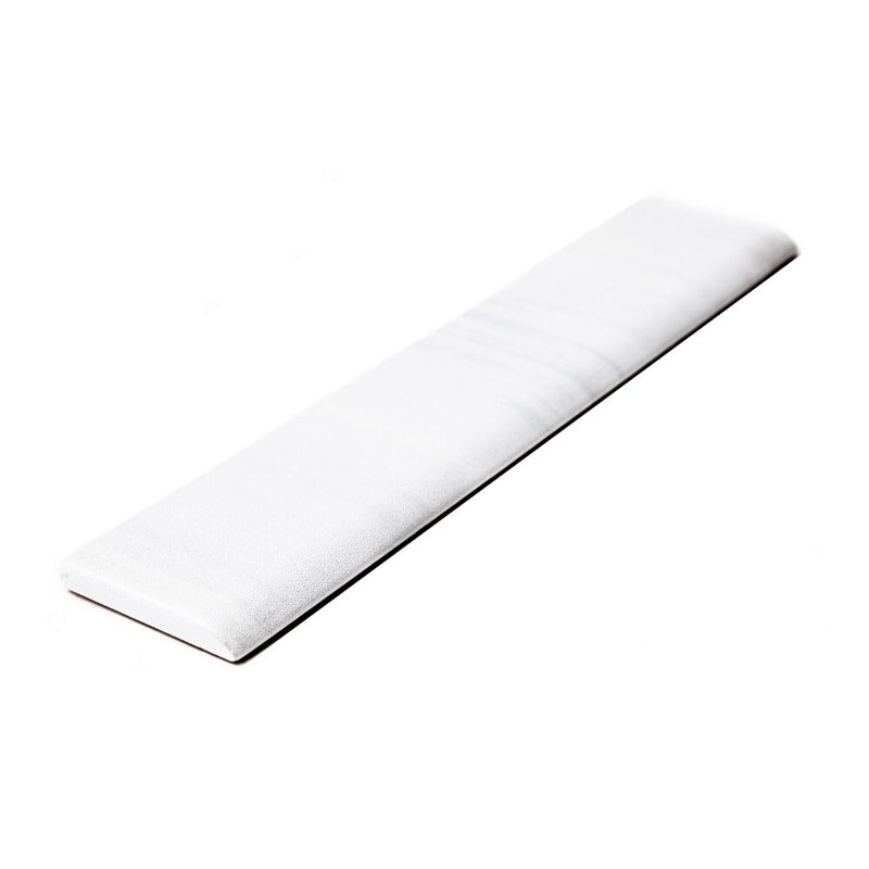 Soho 10" x 2" Polished Ceramic Bullnose Tile Trim in White, Blanco