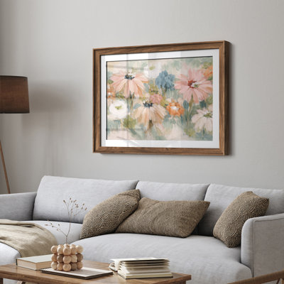 Pastel Wildflower Garden Soft Floral Meadow Impression Framed Wall Art 26"x36"