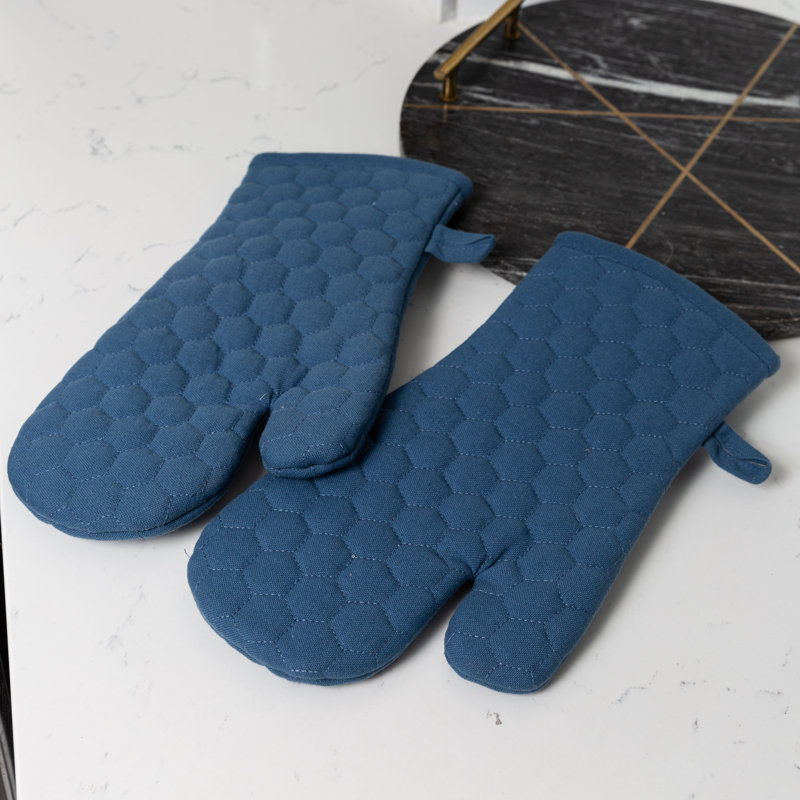FabStyles Cotton Oven Mitt Set, Blue