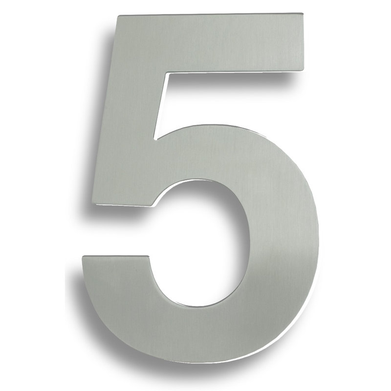 Colindale 18cm H Stainless Steel House Number, 5, Satin Stainless Steel