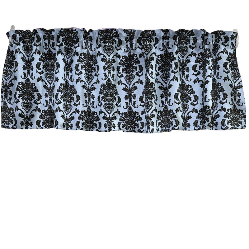 Cantonnière florale en damas 58 po, Bleu clair, L 58 po x L 14 po