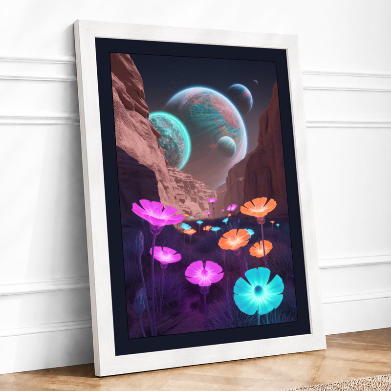 Alien Jellyfish World Fantasy 1 Piece Single Picture Frame Wall Art, A3 - 42.0 x 29.7 cm, White