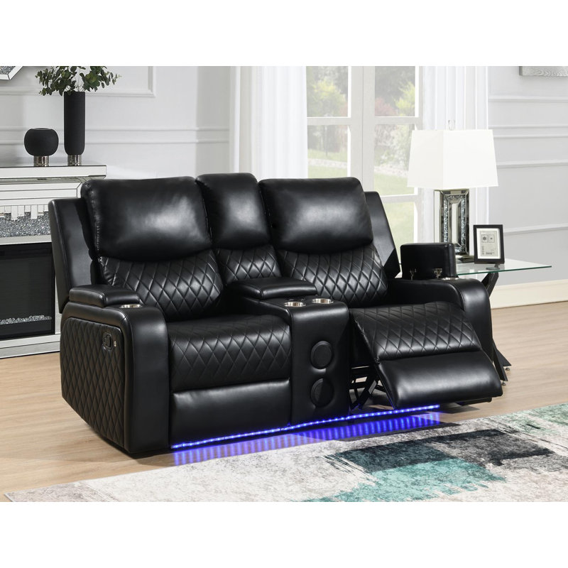 Upholstered Home Theater Seating with Cup Holder