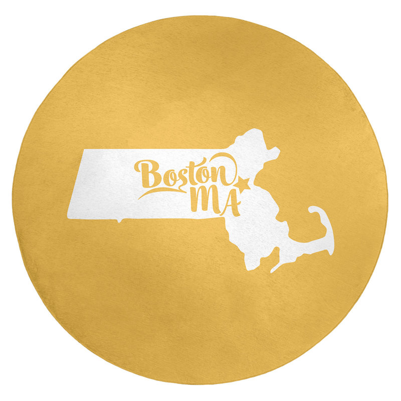 Tapis jaune boston massachusetts polyester, Rond 5 pi