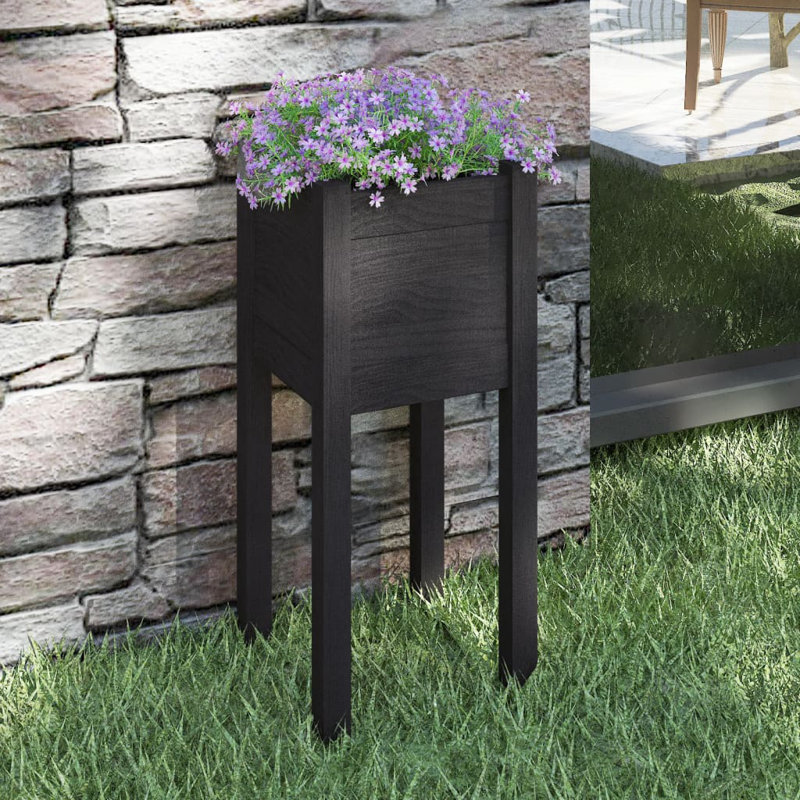 Alasha Wood Planter Box, 70cm H x 31cm W x 31cm D, Black