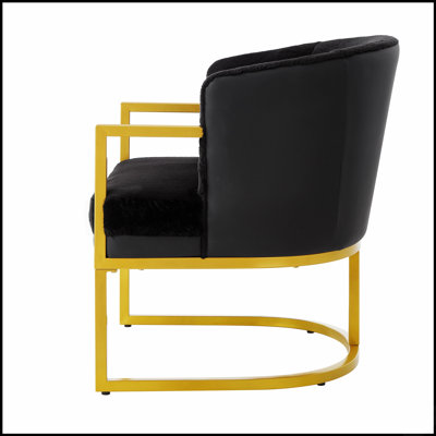 Chaise de lecture rembourrée avec cadre moderne en métal doré pour fauteuil, chambre à coucher ou bureau