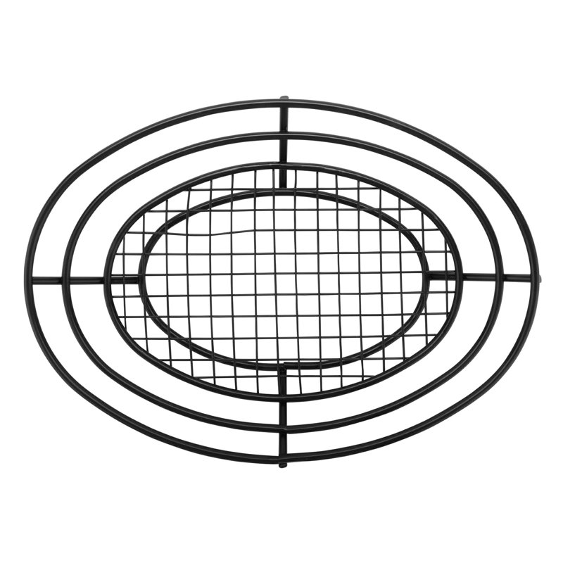 4-38804 - Panier ovale 11 po x 8 po avec grille surélevée, 2,25 po de hauteur, Noir mat