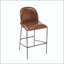 Tabouret de bar rembourré en métal - Structure bronze antique avec similicuir brun