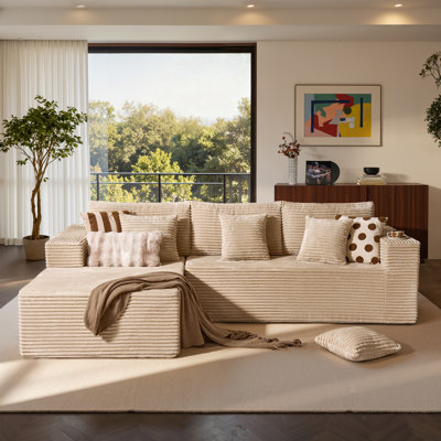 Nathasa 2 - Piece No Assembly Required Upholstery Sofa, Free Combination Cloud Sectional Couch with L-Shape Chaise, Deep Seat Modular Sofa for Living by Ivy Bronx