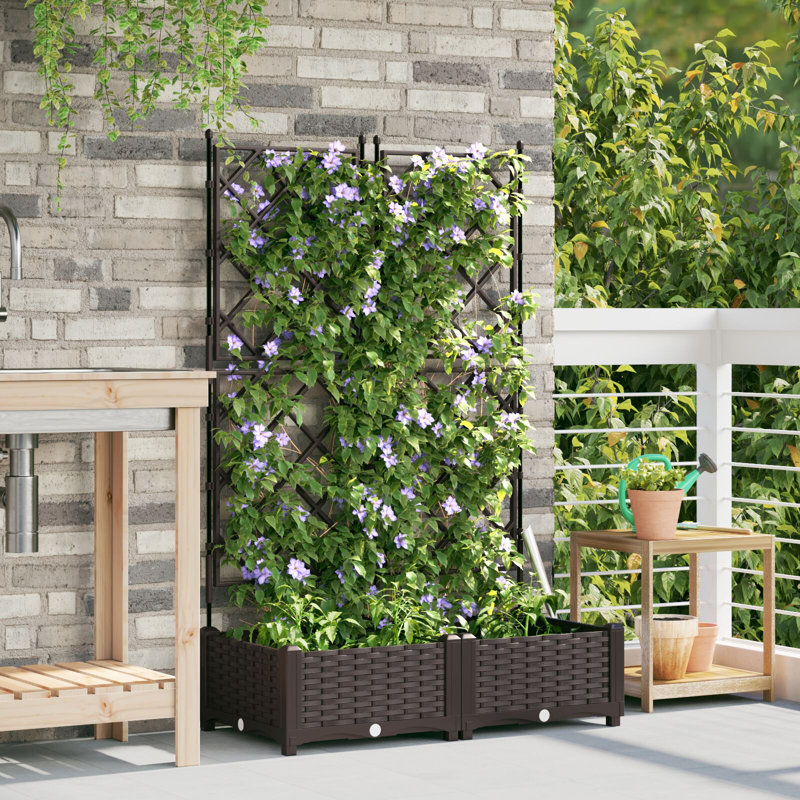 Garden Planter Plastic Resin Planters, Brown, 125.5cm H x40cm W x 80cm D