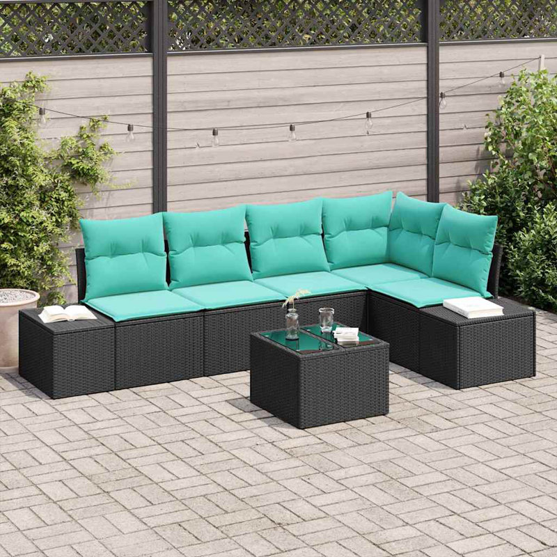 Ensemble de canapé de jardin avec coussin 6 pièces vidaXL, Coussin bleu / cadre noir