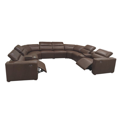 Alpine Top Grain Leather Reclining Modular Sectional