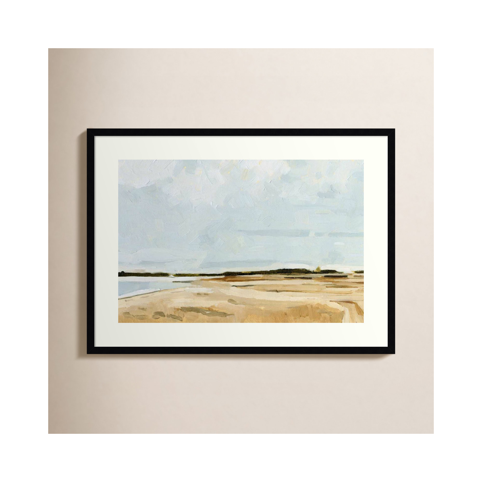 Quiet Coast I by Emma Caroline, 27" H x 37" W, Black Framed Paper