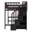 Lit mezzanine double avec bibliothèque, tiroirs, bureau et armoire-espresso