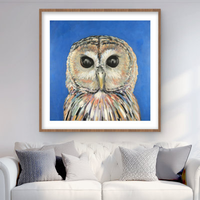 Chouette tachetée colorée - animaux bleus, reproduction encadrée