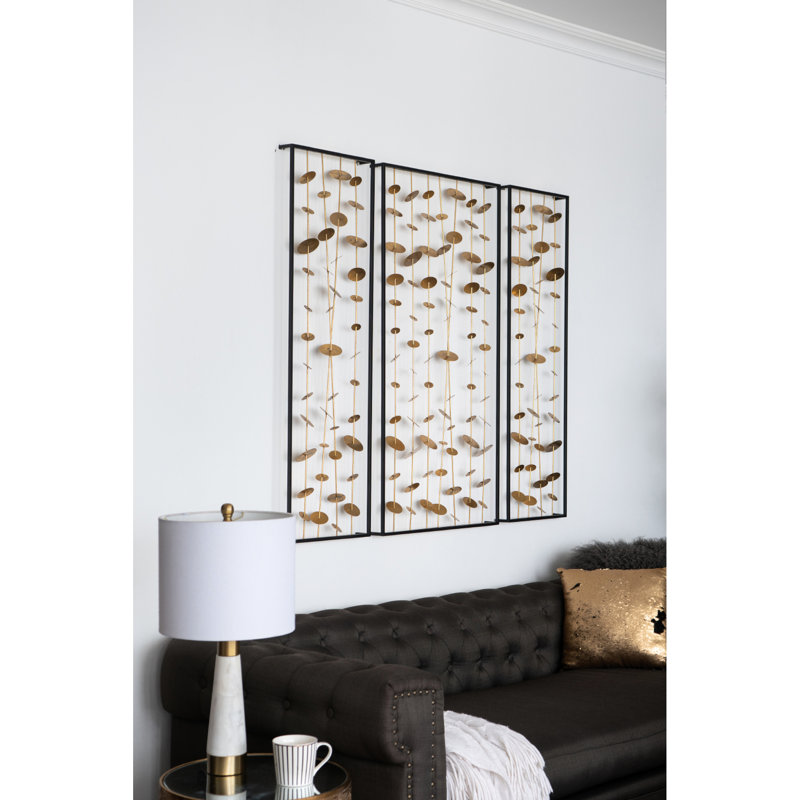 De 3 décorations murales avec cadre noir - à la mode dorée, pour un intérieur captivant