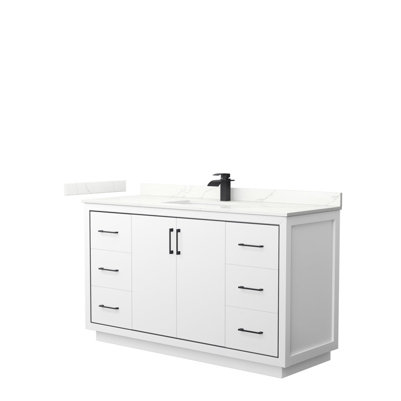 60'' W Single Vanity, Giotto Quartz, Satin Bronze, White
